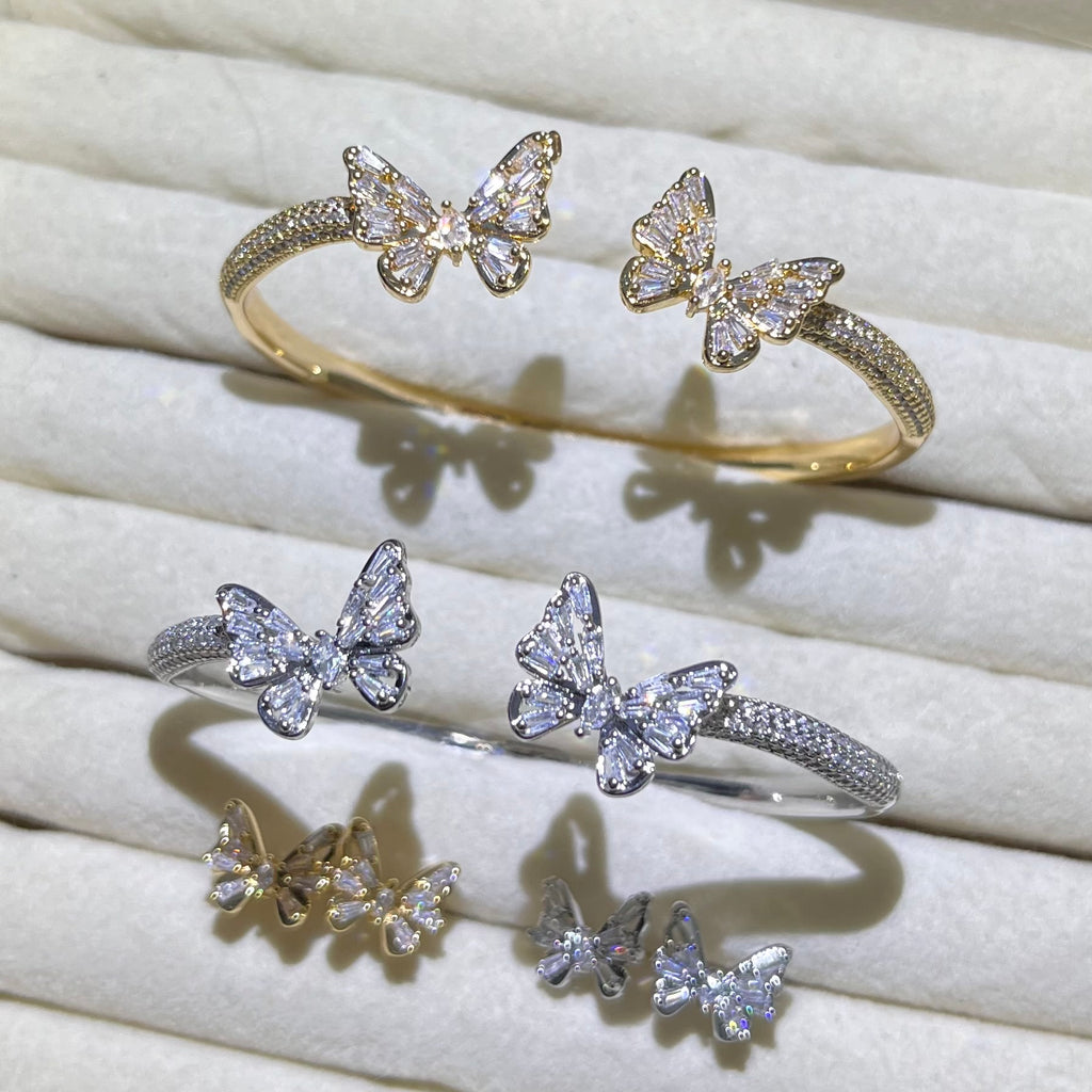 Full Diamond butterfly 🦋 Golden& Silver bangle and ring set