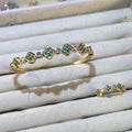 Lucky Clover Multicolor Lab-Created Gemstone Bangle & Ring Set | Gold-Tone Jewelry