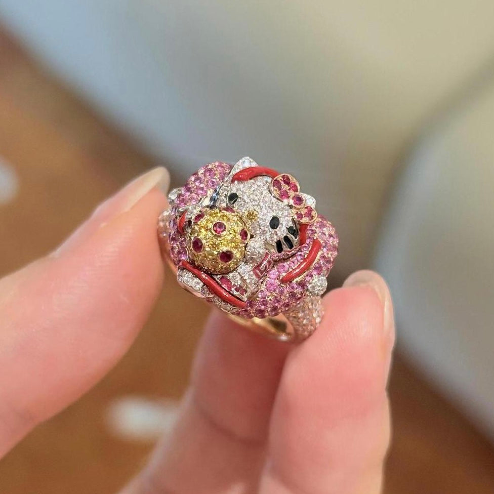 Vintage Hellokitty ring gold tone open size