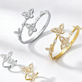 Dual Dancing Butterflies Bangle and Ring Set| Gold &Silver