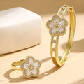 Forever Bloom🌸 Simulated Shell Golden& silver bangle and ring set