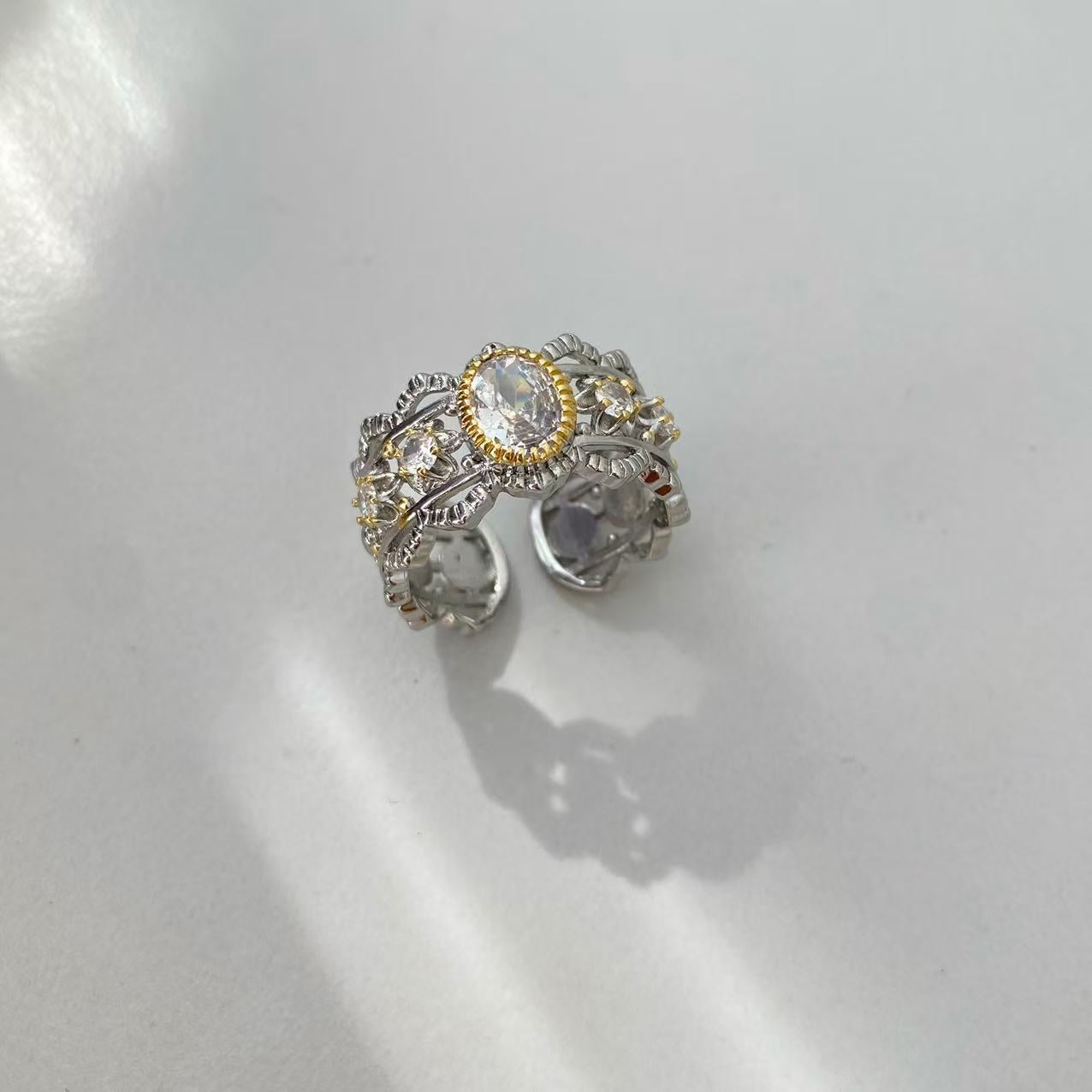 Vintage lace diamond bangle and ring set