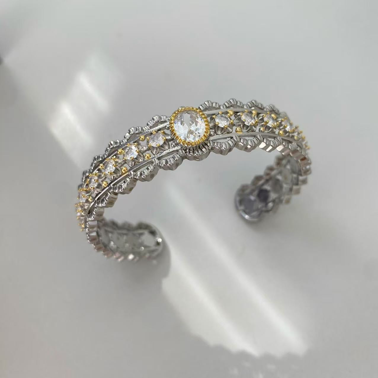 Vintage lace diamond bangle and ring set