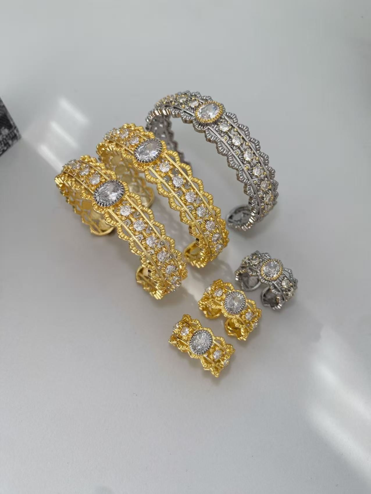 Vintage lace diamond bangle and ring set