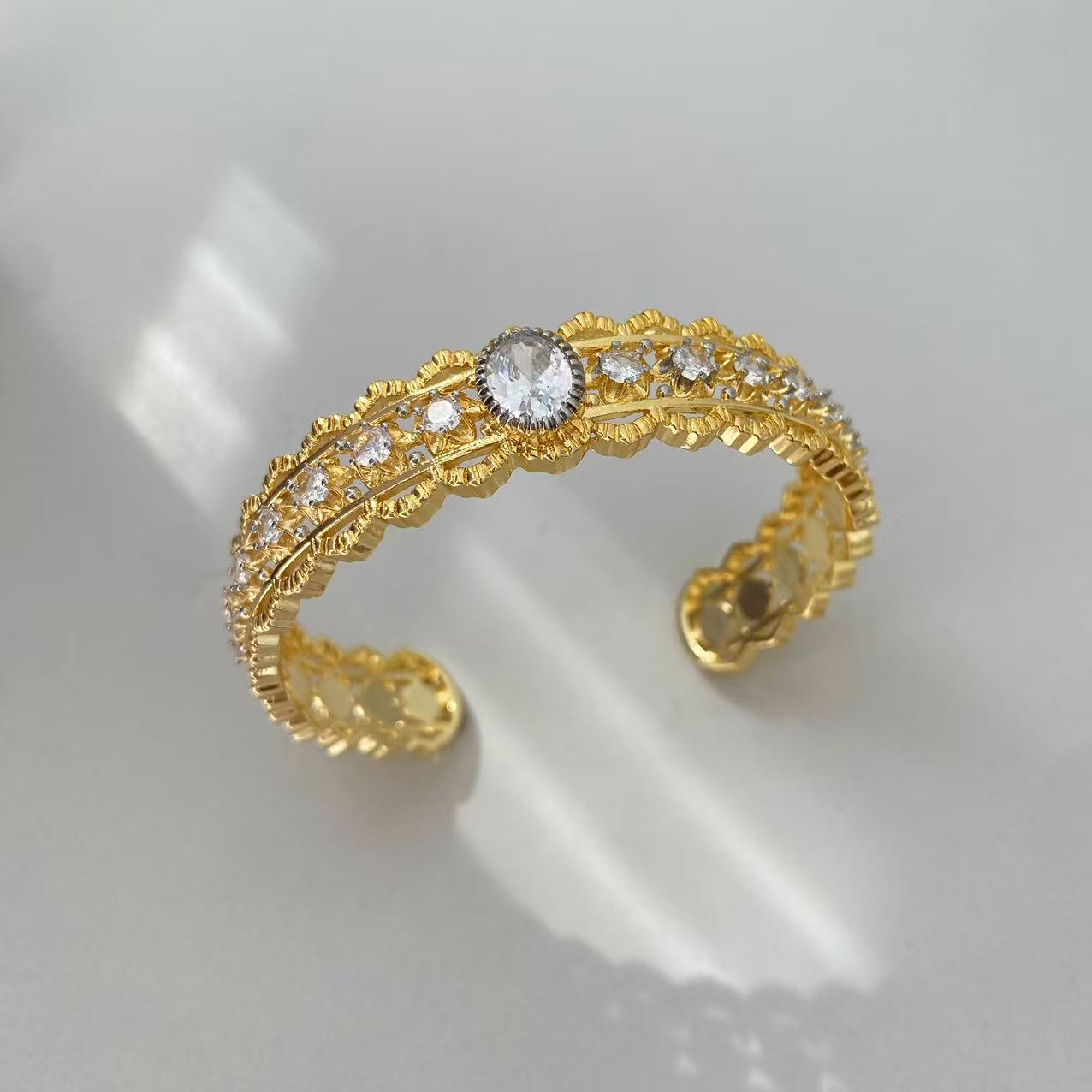 Vintage lace diamond bangle and ring set