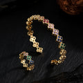 Rainbow/Diamond Clover gold& silver Bangle and ring set