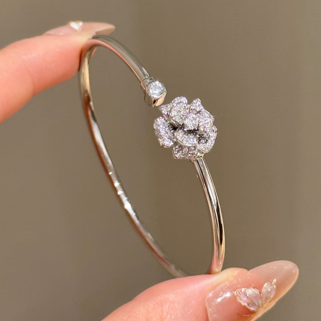 Camellia Spark Silver Bangle and Ring set