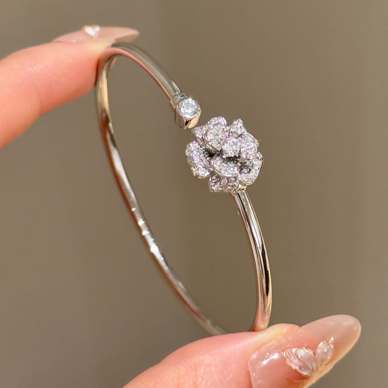 Camellia Spark Silver Bangle and Ring set